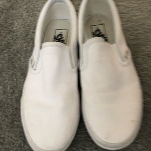 Vans white slip on sneakers